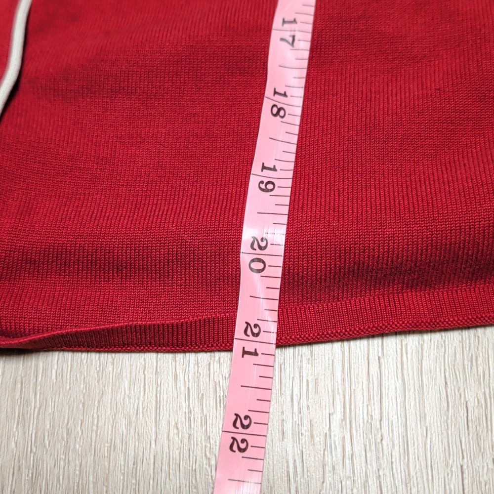 Vintage 2002 Adidas Silk Blend Cardigan Women M Red Button Front Contrast Piping - Picture 9 of 9